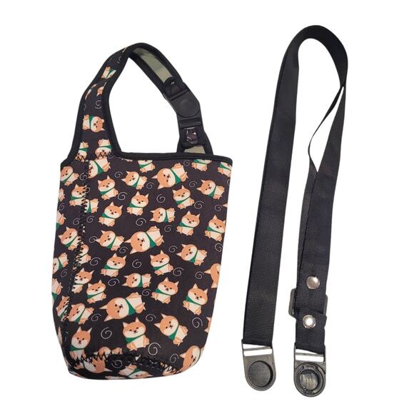 Water Bottle Sleeve Bag Portable Pouch Neoprene Outdoor Travel Dog Print Corgi - Picture 1 of 8